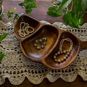 Vintage Monkeypod Leaf tray